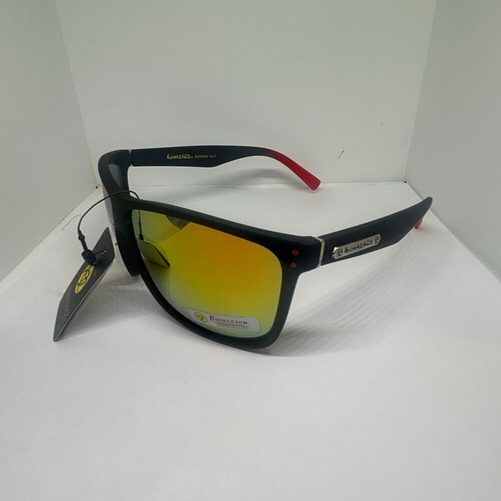Biohazard Mirrored Sunglasses Men’s UV400 Protection